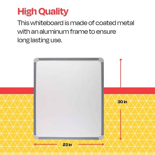 School Smart - 70628 Magnetic Dry Erase Board, Large, 30 x 23 Inches, Aluminum Frame