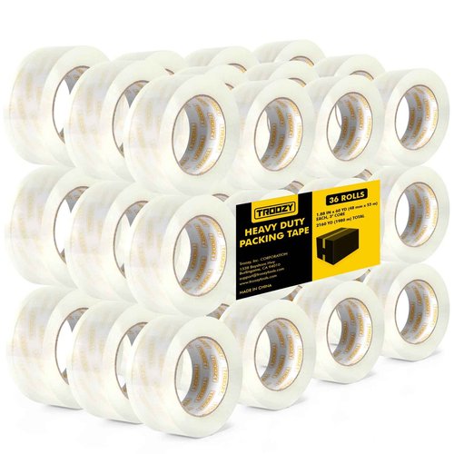 TROOZY Clear Heavy Duty Packing Tape Rifills for Packing Shipping Moving and Storage, 1.85 mil Thick, 1.88 in x 60 yd, 36 Rolls, Total 2160 yd
