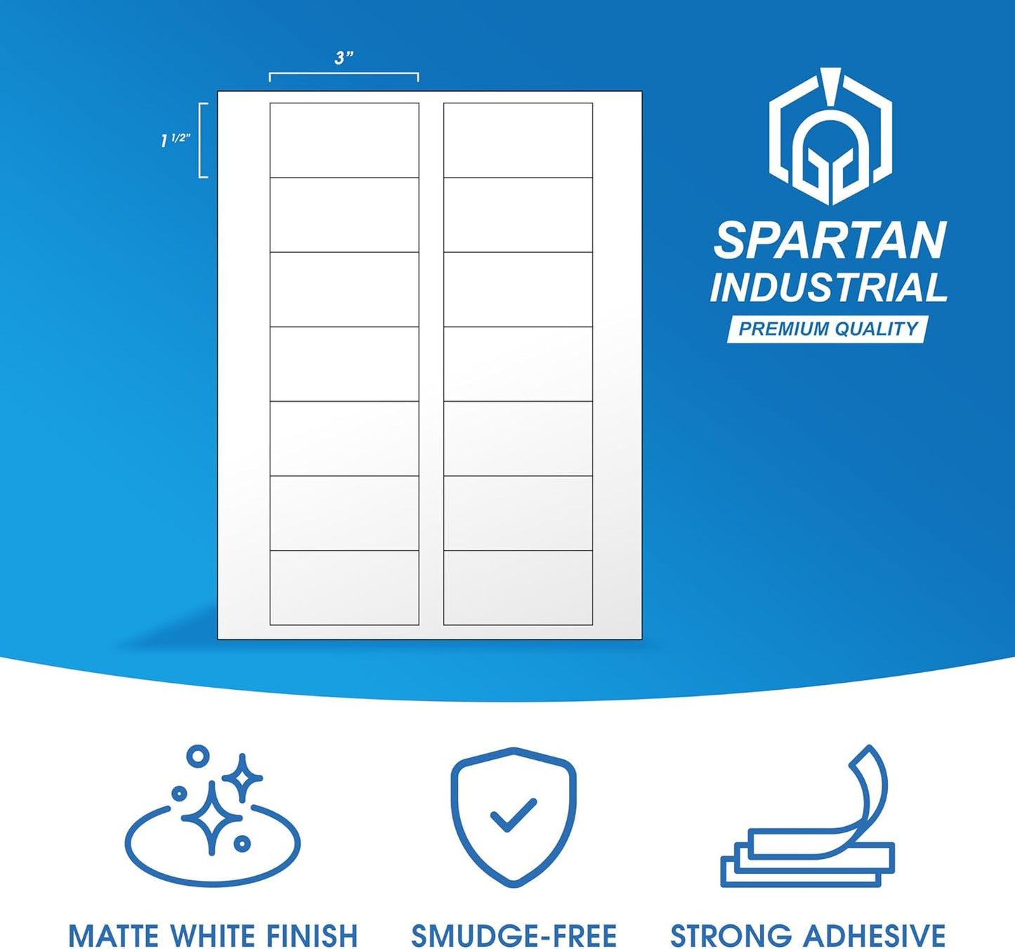 Spartan Industrial Printable Address Labels - 3" x 1.5" Matte White Stickers (500 Sheets, 7000 Labels) for Laser & Inkjet Printers