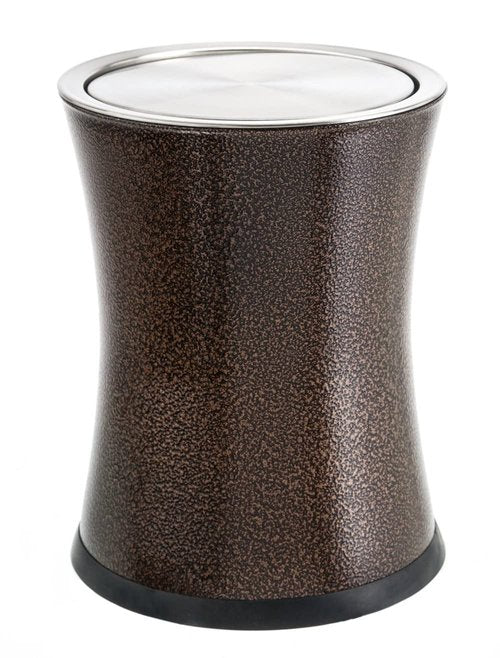 Bennett Swivel-A-Lid Small Trash Can, Metal Attractive 'Center-Inset' Designed Wastebasket, Modern Home Décor, Round Shape (Brown)
