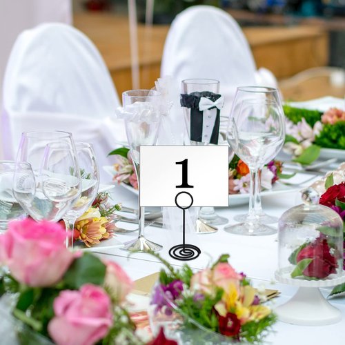 TecUnite 24 Pack 3.35 Inch Table Number Holder Place Card Wire Photo Holder Picture Name Menu Clips Memo Note Cards Stand for Wedding Reception Anniversary Birthday Party Centerpieces(Black)