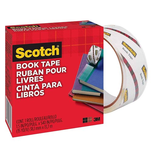 Scotch 845 Book Tape F9DQ, 2 Inches x 15 Yards, 3 Inch Core, Crystal Clear, 3-Pack