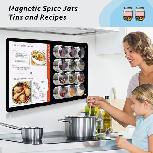 Magnetic Board by [Brand Name] - 17.7" x 11.8" Black Metal Bulletin Board for Photos, Notes & More