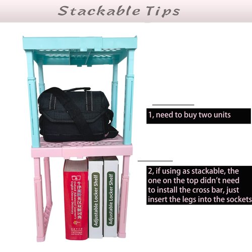 Adjustable Locker Shelf Pink Height and Width Adjustable Locker Organizer Shelf for School Locker, Stackable Locker Stand Tools for Gym Lockers, Office, Back to School Essentials