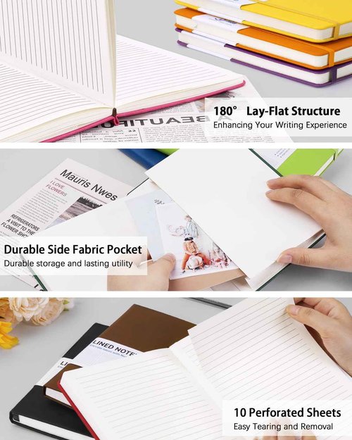 Dynta Hardcover Journal Notebooks, 10 Packs A5 Lined Journals Bulk for Writing 200 Pages/100Sheets, 8.4 x 5.8 inch, 10 Colors Classic Ruled Notebook for Work/Travel/College/Note Taking