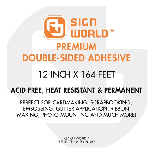 AJ Sign World Best 12" Ultra-Thin Permanent Double-Sided Tape for Arts, Crafts, Die Cutting, Photography, Scrapbooking, Tear-by-Hand, Documents, All Purpose (12-Inch by 55 Yards)