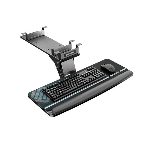 EUREKA ERGONOMIC Keyboard Tray Height Adjustable, Swivel Tilt Computer Keyboard Drawer Under Desk, 25x9.13'' Sliding Keyboard & Mouse Platform with Mouse Pad for Typing, Black
