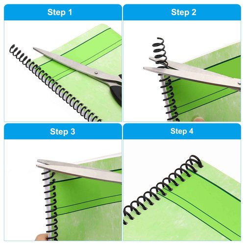 PATIKIL 12mm(1/2") Plastic Spiral Binding Coils, 200 Pcs Binding Spirals 90 Sheet Capacity 4:1 Pitch Binding Spirals for Binding Paper Sheets, Black