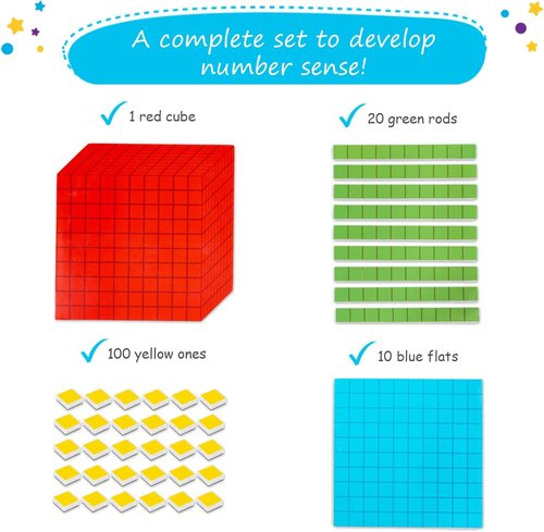 Simply Magic 131 PCS Jumbo Magnetic Base Ten Blocks - Engaging Math Manipulatives for K-3 Learning