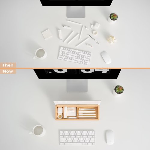 Glass Desktop Whiteboard with Wood Organizer for Small Office Accessories, Aesthetic Desk Dry Erase White Board with Drawer for Home Office Cubicle, Marker & Eraser Included, Yeoux