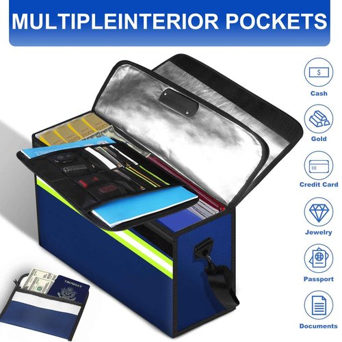 6500°F Large Fireproof Document Organizer with Lock,Upgraded 10 Layers Heat Insulated＆Waterproof Zipper,Removable Folder Layers/Wallet,Portable Home Travel Storage for Documents(16.5x12.4x5.5 inches)