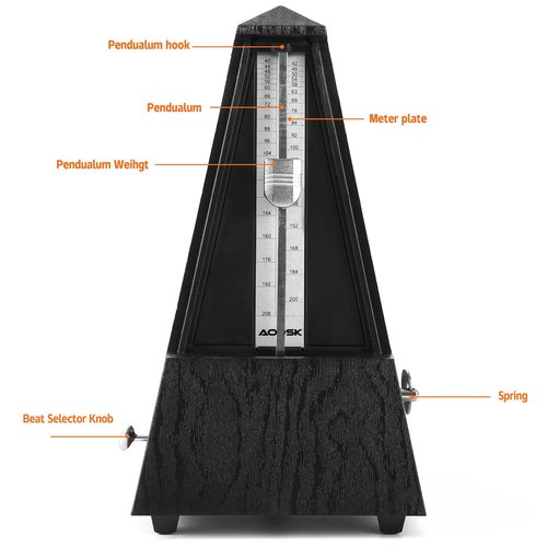 AODSK Mechanical Metronome Black Universal Metronome for Piano Guitar Violin Drums and Other Instruments Standard Loud Sound
