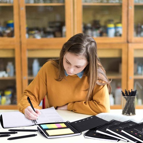 Resurhang 48 Pcs 24 Set Employee Appreciation Gift Bulk Rad Tech Week Inspirational A6 Notebook Pen Sticky Notepad Coworker Nurse Practitioner Christmas Party Favor Office Supplies(Black)