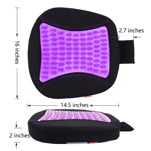 Sojoy Purple Cooling Gel Seat Cushion,Memory Foam Office Chair Cushion for Back Pain Sciatica Tailbone Pain Relief,Chair Pad for Office Chairs,Wheelchairs,Car Truck Seats