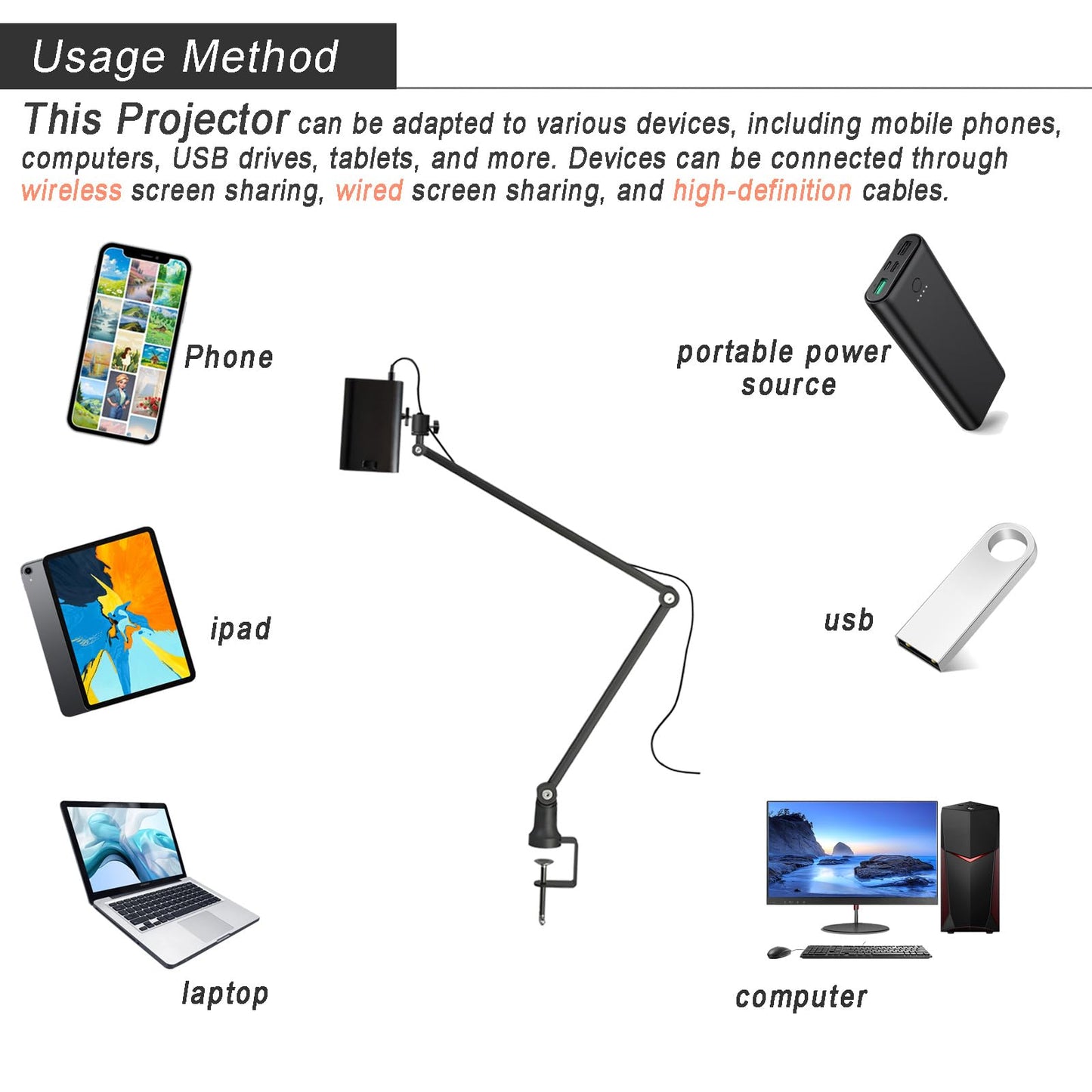 Art Projector for Tracing, Drawing Projector, Tracing Drawing Tool Smart Sketcher Cookie Cake Mini Portable Smart Phone Movie Projector with Stand