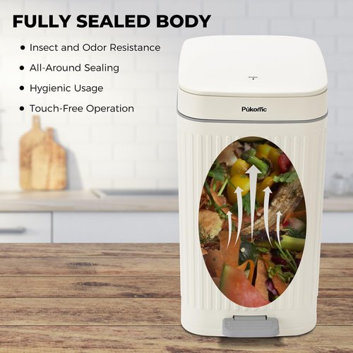 Pukomc 3 Pack Bathroom Trash Can with Lid，Small Trash Cans Bedroom，3.7 Gallon Slim Soft Close Garbage Can，Step Wastebasket Container Trash Bin for Office Bedroom Kitchen Living Room