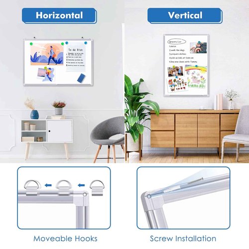 TRIPOLLO White Board Dry Erase 36 x 24 inches, Magnetic Dry Erase Board Whiteboard for Wall, Aluminum Frame Hanging Whiteboard Marker Board Writing Board (36 x 24 inch Silver)