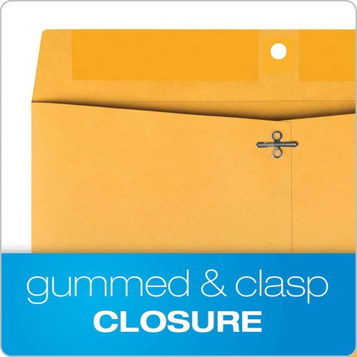 Quality Park Clasp Envelopes, 12 x 15-1/2 with Deeply Gummed Flaps for Permanent Secure Seal, Great for Filing, Storing or Organizing Documents, 28 lb. Brown Kraft, 100 per Box (QUA37910)