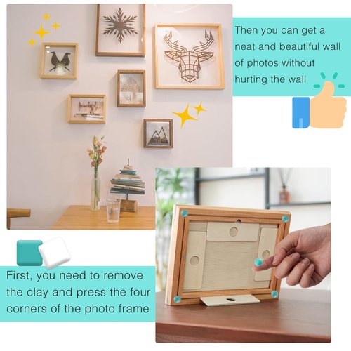 Hitsuki Adhesive Poster Putty - Reusable & Removable Wall Mounting Tack for Pictures | 192 Pcs, Light Blue & White