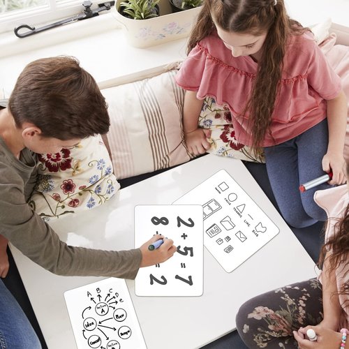 24 Pack Dry Erase Board, 9"x12" Double-Sided White Board with 24 Erasers for Students, Portable & Reusable Small White Lapboards Bulk for Classroom/Homeschool/Teacher