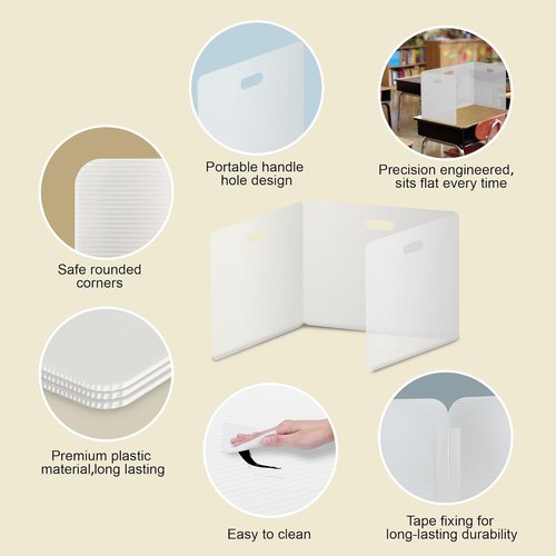 Privacy Shields 2 Pack | Durable Plastic Desk Dividers - Easy to Disinfect & Portable