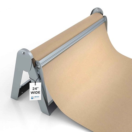 Bryco Goods 24 Inch Paper Roll Dispenser and Cutter, Wall Mountable & Non-Slip Tabletop, Heavy-Duty Steel Frame – Kraft, Butcher, Freezer, Wrapping Paper Holder – for Home, Office, Craft Projects