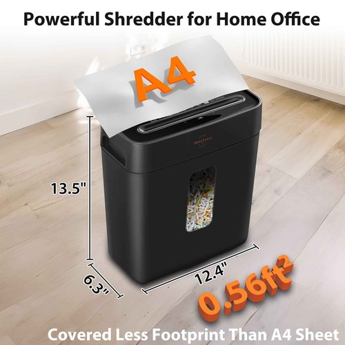 Paper Shredder for Home Use,VidaTeco 6-Sheet Cross-Cut Shredder,Also Shred Card/Clip/Staple,P-4 Higher Security,Small Document Shredder for Office,Paper Shredder Heavy Duty with Jam Proof,3.04-Gal Bin