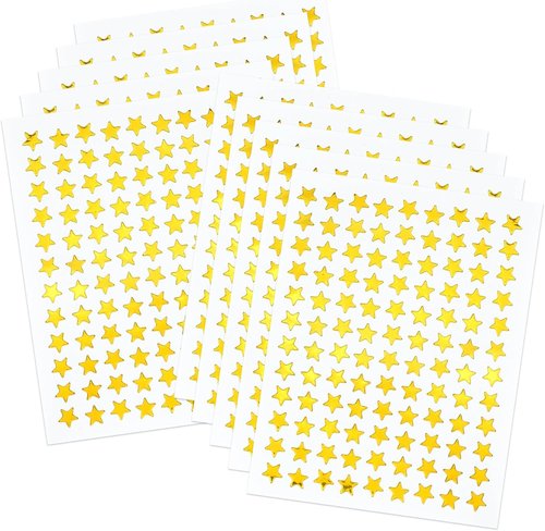 Gold Star Stickers by [Brand Name] - 0.3" Diameter, 1080 Pcs on 10 Sheets - Perfect for Reward Charts