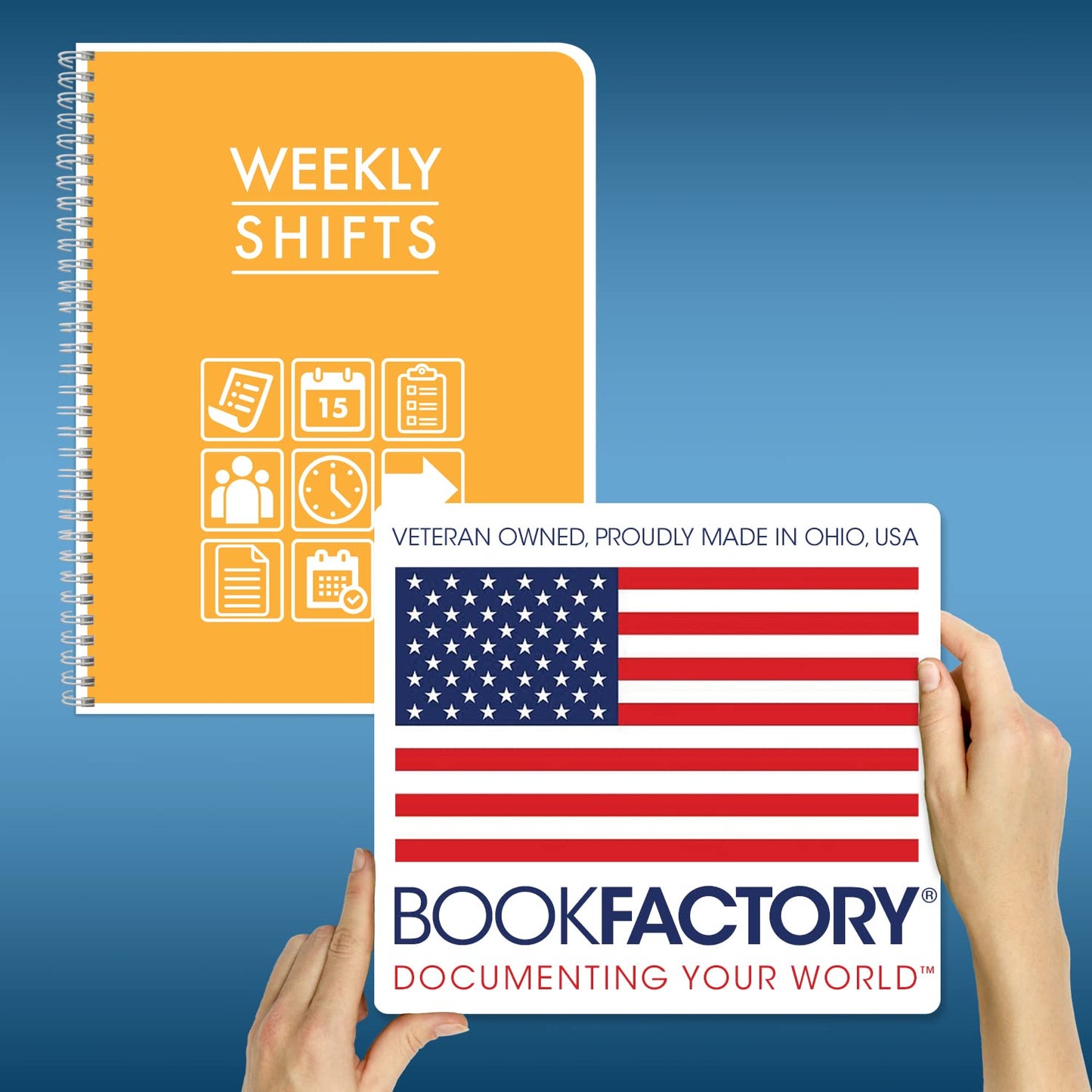 BookFactory Work Schedule Book/Weekly Employee Hourly Shift Schedule Planner/Hour/Hours/Vacation Log Book/Notebook - 120 Pages, 8.5'' x 11'', Wire-O (Made in USA)