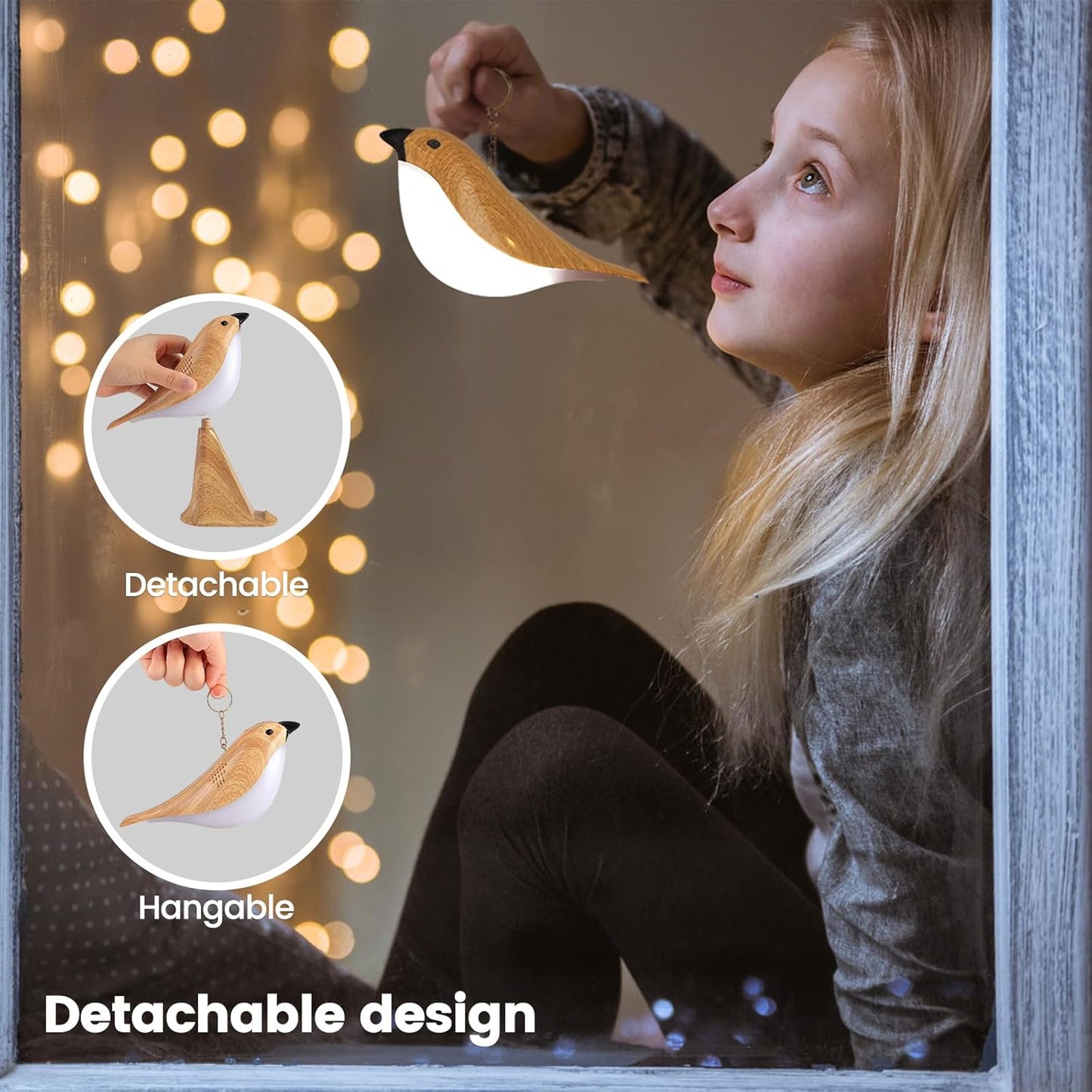 VoMii Small Bird Table Lamp - Touch & Remote Control, 3-Color Dimmable, Rechargeable Night Light | Cute Bedroom Decor