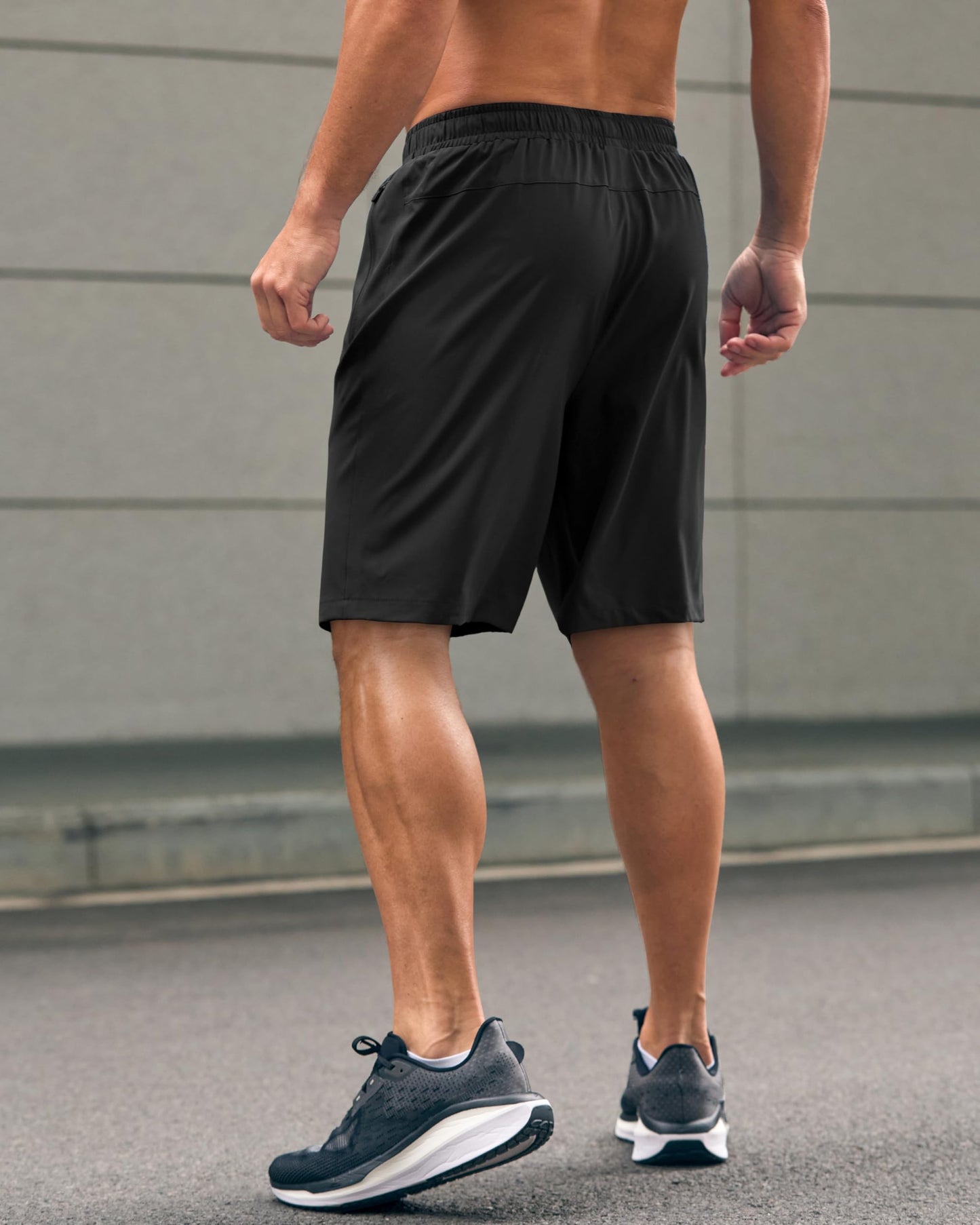 Men's Athletic Running Shorts with Zipper Pockets Quick Dry 7"/ 5"/ 9" Workout Gym Shorts for Basketball Hiking(Black,9XS)