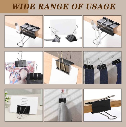 Jetec 50 Pcs 3 Inch Jumbo Binder Clips Extra Large Binder Clips Bulk Black Big Heavy Duty Metal Giant Large Paper Clamps for Office and Home Supplies Organization Kitchen Food Bags Drawing