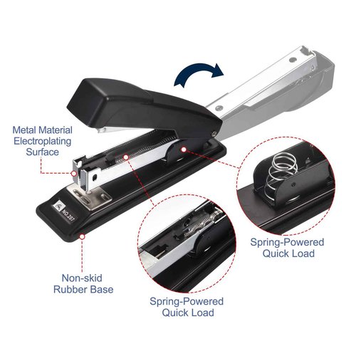PATIKIL 10 Pieces Desktop Staplers with 6000 Staples, Standard Desk Staplers Office Stapler 25 Sheet Capacity(26/6) for Office, Home, Black