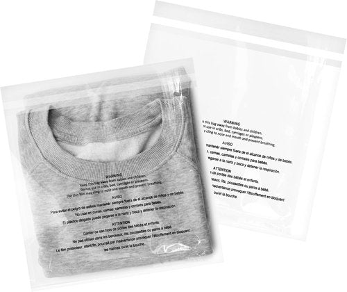 iMailer Clear Poly Bags - 200 Pcs Self-Seal 8" x 10" with Suffocation Warning for Clothing & Crafts