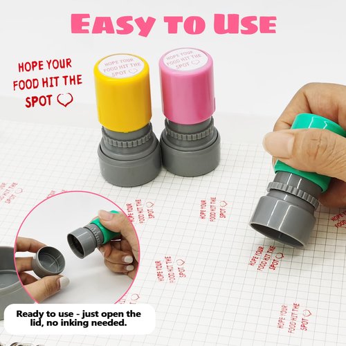 3 PCS Hope Your Food Hit The Spot Stamp, Server Stamps for Checks Self Ink Stamp for Service Work (Red Ink)