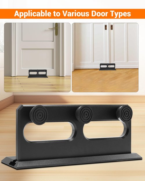 French Security Door Brace, Heavy Metal Security Lock Door Brace, with Rubber Buffer, Withstands 3000 Lbs, Prevent Entry Robbery/Thieves, Fit for Standard/Single/Double Door