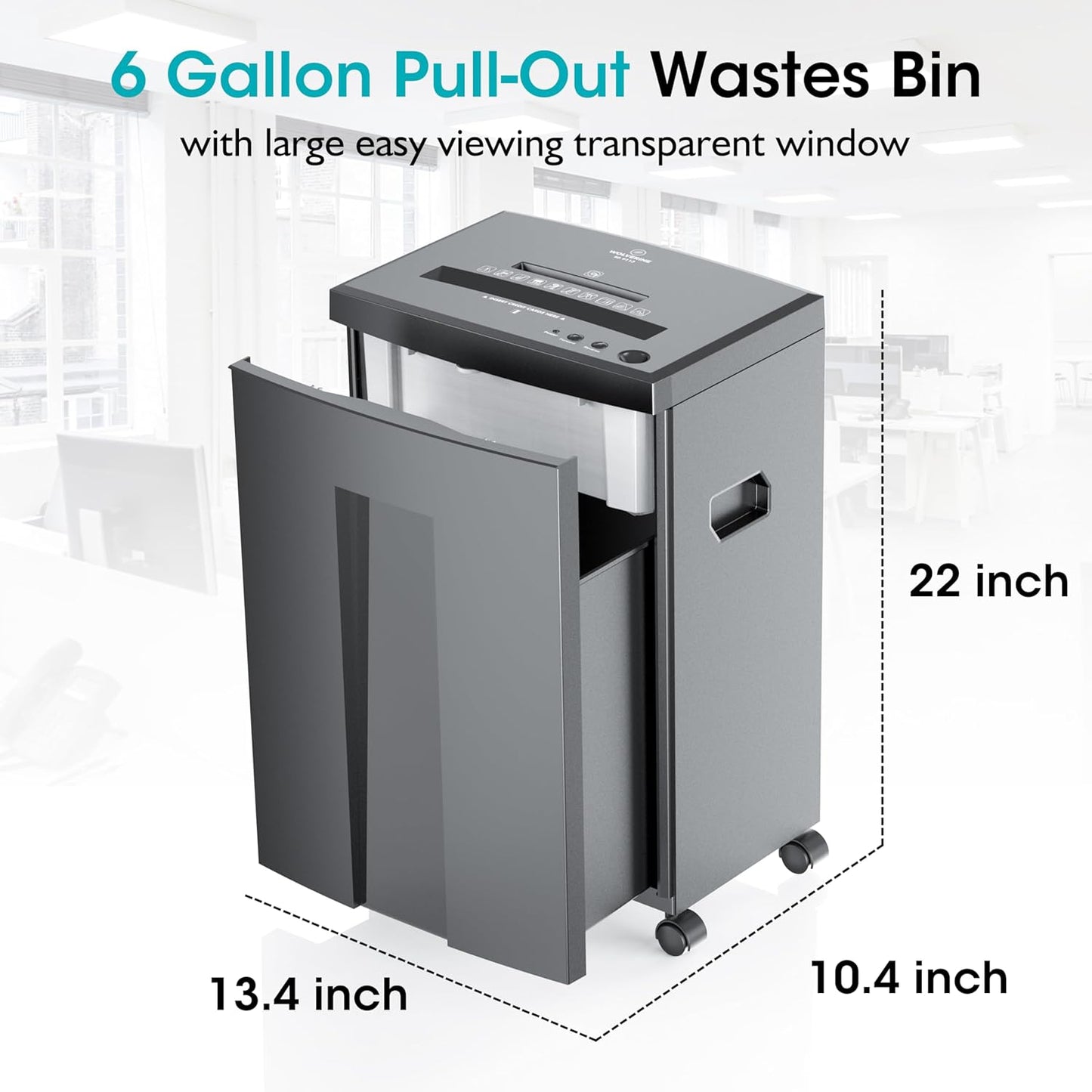 WOLVERINE Heavy-Duty 18-Sheet Crosscut Paper Shredder - Ultra Quiet with 6 Gallon Waste Bin | Grey ETL