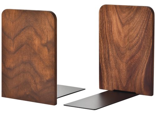 Book Ends, Black Walnut Wooden Bookends for Shelves - Heavy Duty Non-Slip Book Organizers, Upgraded Large Decorative Bookend Holders for Home, Kitchen, Office, Set of 2, Large