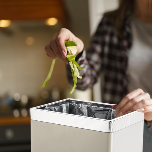 Brelso 'Invisi-Overlap' Open Top Metal Trash Can, Small Office Wastebasket, Modern Home Décor, Rectangle Shape (Light Gray)