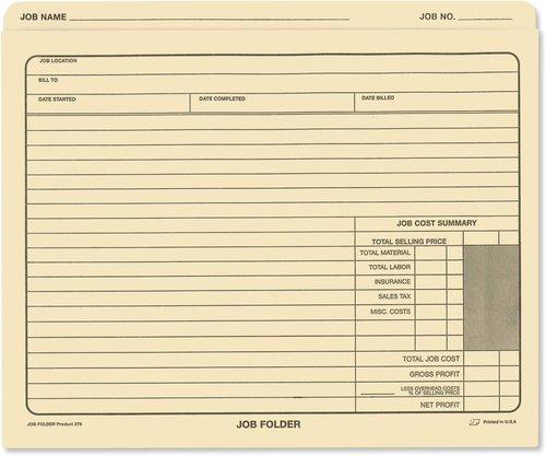 NextDayLabels Classic Manila File Jacket - Heavy Duty 10” x 12” Job Folders | Track Progress & Costs (Pack of 25)