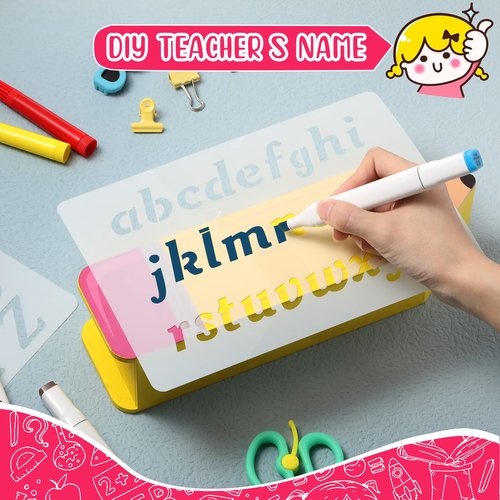 Containlol Christmas Teacher Appreciation Gifts Name DIY Pencil Shape Holder Organizer Birthday Favor Supplies for Women Men Desk Sign School Office Decor