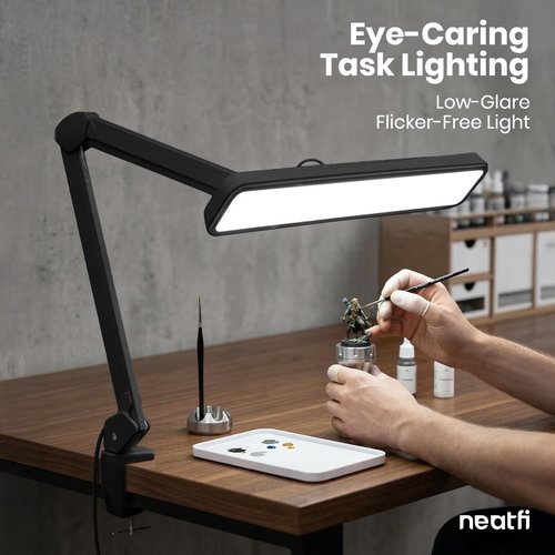 Neatfi XL LED Task Lamp - 2,500 Lumens for Manicure, Crafts & Office | Black with Clamp