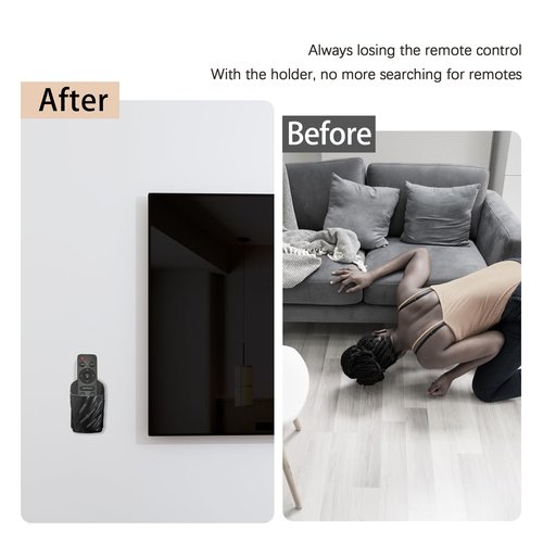 KOXHERO Remote Control Holder Wall Mount 6Pcs Stylish Organizer ABS Plastic Storage Box for TV AC Fan Remotes, No-Drill Adhesive or Screw Installation for Bedroom Headboard Office (Black)