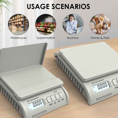 55lb x 0.2oz Digital Shipping Postal Scale with AC Adapter for Small Business, Packages, Office Home Use, UPS USPS DHL FedEx, White