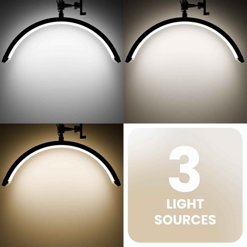 gelpal 3000 Lm Adjustable LED Half Moon Light with Clamp & Task Lamp - Bright, Dimmable Lighting for Office, Crafts, Nails &Salon, Remote Control (CCT，White)