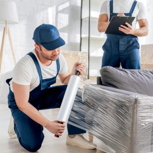 TAPEBEAR 4 Rolls Stretch Wrap Heavy Duty 15" x 1000 Ft, 80 Gauge Industrial Strength Shrink Wrap, High Performance Clear Plastic Wrap Self-Adhering for Furniture Moving, Luggage Packing, Pallet Wrap