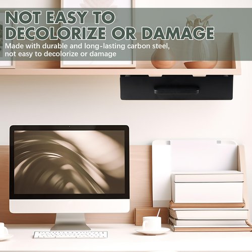 2 Pack Under Desk Slide out Drawer Storage Shelf, Carbon Steel Tray with Mute Felt Sheets, Pull out Organizer for Office Home Workstation Gaming Stand Desk, 13×8×2.8 In(Black)