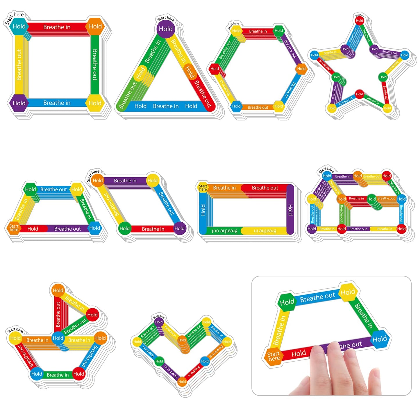 Crtiin 50 Pieces Anxiety Sensory Stickers for Anxiety Relief Calm Textured Mental Health Stickers Breathing Fidget Relief Strips for ADHD Teen Adult Office Classroom Desk Stress(Fresh Style)