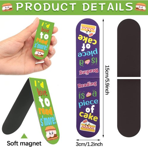 Skiennix 48-Pack Scented Bookmarks | Magnetic Scratch & Sniff Fruit Page Markers for Kids