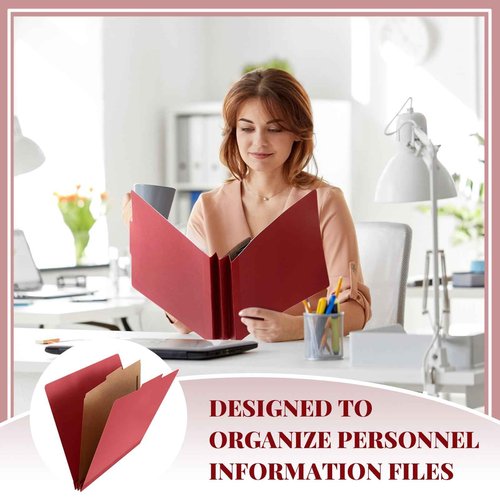 Skyygemm 24 Pcs Classification Folders Letter Size, 1 Divider Pressboard File Folder with Fasteners, Expanding File Organizer Bulk for Teachers, Clergy, Office, Church, Christmas Donations (Red)